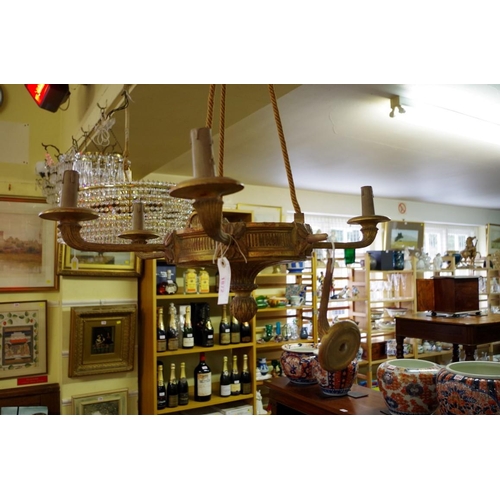 1872 - A classical style giltwood six branch ceiling light.