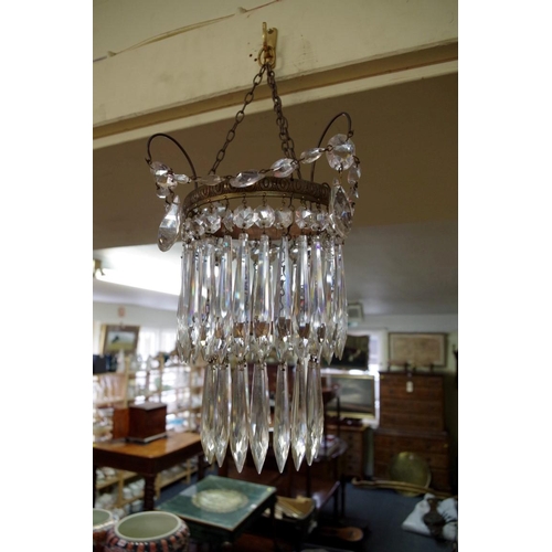 1873 - A two tier chandelier; together with a bag chandelier.