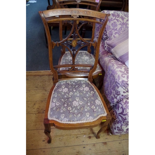 1876 - A pair of late 19th century marquetry salon chairs.