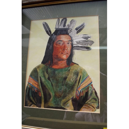 1255 - Jennie Hall, 'Kicking Bird'; 'Wind in His Hair', a pair of Native American portraits, each initialle... 