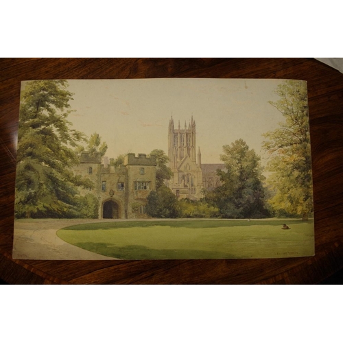 1821 - Lennard Lewis, 'Wells Cathedral', signed and titled, watercolour, 33 x 54.5cm; together with an... 