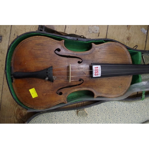 1853 - A late 19th century Continental violin, with two piece 14in back, labelled 'Giovan Paulo Maggin... 