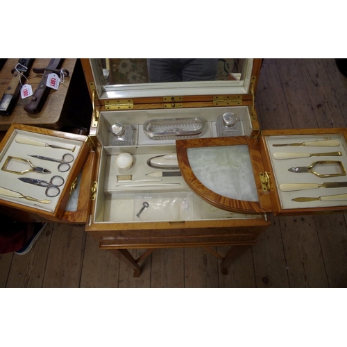 1865 - A good early 20th century satinwood dressing box on stand, by Mappin & Webb, the hinged openings... 