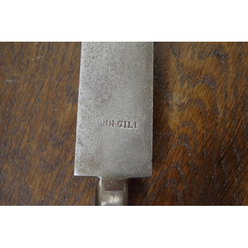 1878 - A 1970's Reproduction British Land pattern socket bayonet, the triangular blade inscribed 'John Gil'... 