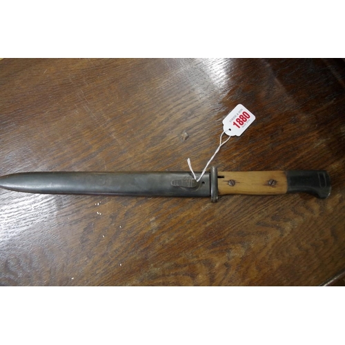 1880 - An unmarked Mauser type bayonet, and steel scabbard. 