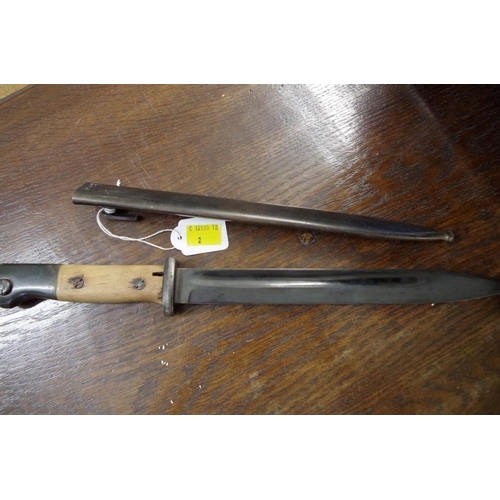 1880 - An unmarked Mauser type bayonet, and steel scabbard. 