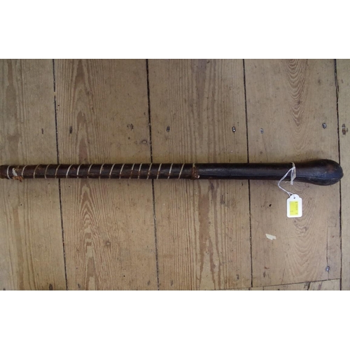 1883 - An old leather club or cosh, 60cm.