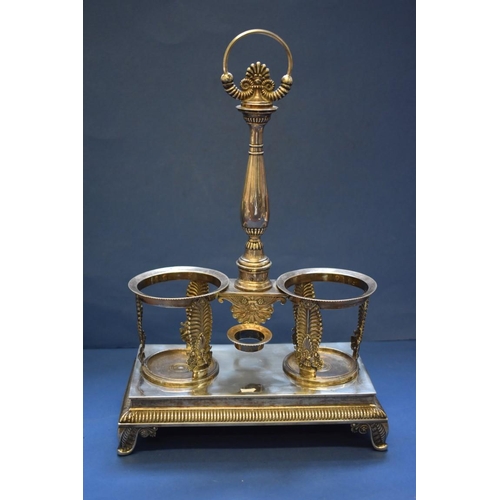 17 - A French Napoleon I silver decanter stand, marked for Paris, 34cm high.