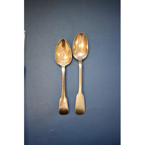 24 - A quantity of silver fiddle pattern flatware, various makers and dates, 1178g; together with five si... 