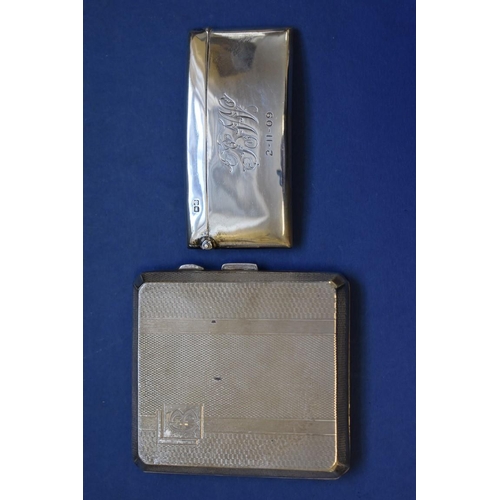 44 - An Edwardian silver card case, by Rolason Bros, Chester 1908; together with a silver engine turned c... 