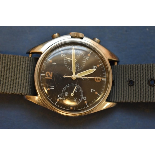 67 - A rare 1970s Hamilton Royal Navy pilot's stainless steel chronograph wristwatch, with fixed lugs, No... 