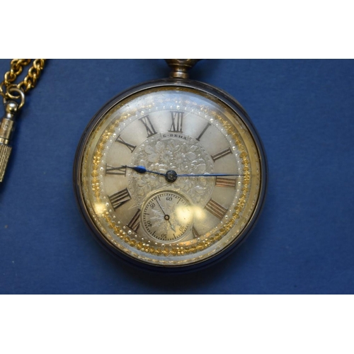 75 - A Victorian silver pocket watch, having Longines movement, case by Alfred Bedford for Waltham Watch ... 