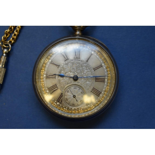 75 - A Victorian silver pocket watch, having Longines movement, case by Alfred Bedford for Waltham Watch ... 