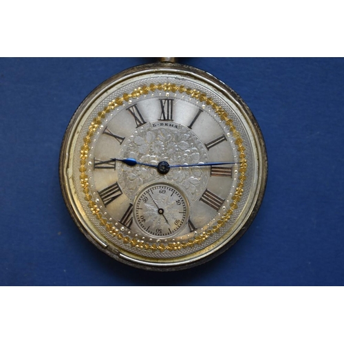 75 - A Victorian silver pocket watch, having Longines movement, case by Alfred Bedford for Waltham Watch ... 