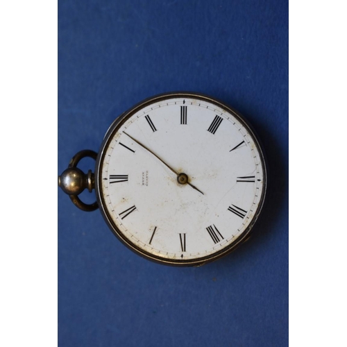 76 - An .800 open faced pocket watch, having enamel dial and Roman numerals; together with a Dupin open f... 