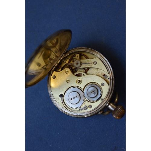 76 - An .800 open faced pocket watch, having enamel dial and Roman numerals; together with a Dupin open f... 