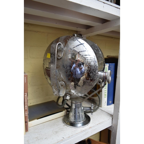 1321 - A vintage chrome Harley aircraft landing lamp, type 8M2, 39.5cm high. 