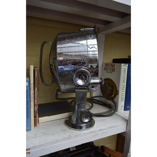 1321 - A vintage chrome Harley aircraft landing lamp, type 8M2, 39.5cm high. 