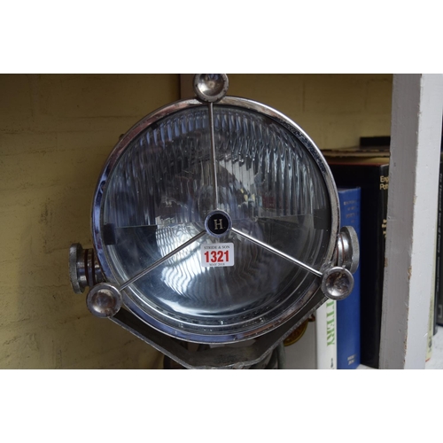 1321 - A vintage chrome Harley aircraft landing lamp, type 8M2, 39.5cm high. 