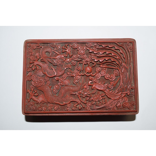 541 - A mixed lot of oriental items, to include: two Chinese cinnabar lacquer boxes and covers, largest 15... 