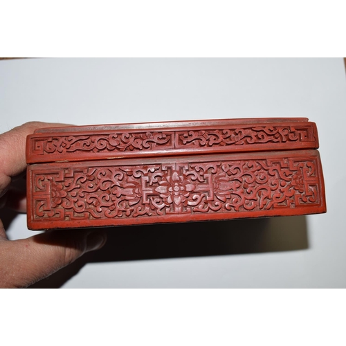 541 - A mixed lot of oriental items, to include: two Chinese cinnabar lacquer boxes and covers, largest 15... 