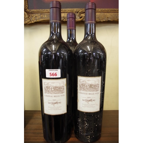 566 - Three 150cl magnum bottles of Chateau Belle-Vue, comprising: two 2005 and one 2006. (3)... 