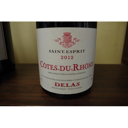 568 - Two 150cl magnum bottles of red wine, comprising: a 2012 Cotes du Rhone, Delas; and a 2008 Navajas C... 