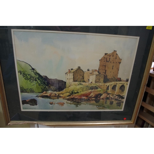 1490 - Jack Merriot, Eilean Donan, Kyle of Lochalsh, Scotland, signed, watercolour, 36 x 51.5cm.... 