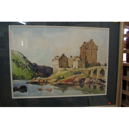 1490 - Jack Merriot, Eilean Donan, Kyle of Lochalsh, Scotland, signed, watercolour, 36 x 51.5cm.... 