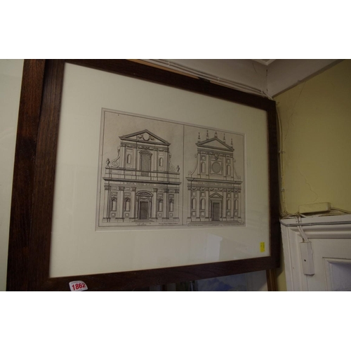 1509 - Two similar antique engravings of Palladian buildings, pl.28 x 38cm and pl.24.5 x 38.5 respectively.... 