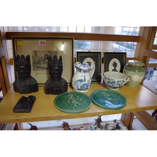 1838 - A mixed lot, to include two Minton majolica plaques.