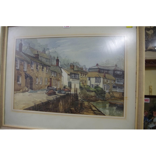 1498 - Eric Evans, Mousehole, Cornwall, signed, watercolour, 35 x 51.5cm. 