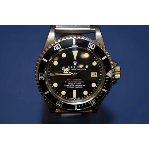 201 - A rare circa 1967 Rolex Sea-Dweller Submariner 'Double Red' gentleman's wristwatch, patent pending c... 