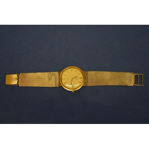 126 - An Omega Deville 9ct gold gentlemans wristwatch, on a 9ct gold mesh bracelet, 43.4g (without movemen... 