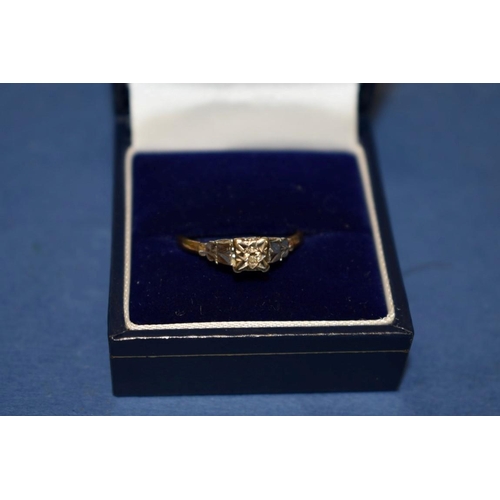 154 - An 18ct gold five stone diamond ring; together with a 9ct illusion set diamond ring, (2).... 