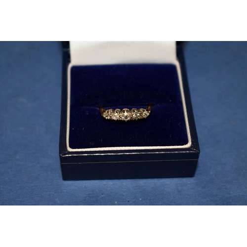 154 - An 18ct gold five stone diamond ring; together with a 9ct illusion set diamond ring, (2).... 