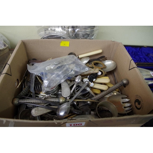 100 - A quantity of silver plated cutlery and sundry.