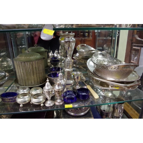 107 - An EPNS sugar caster and other silver plate.