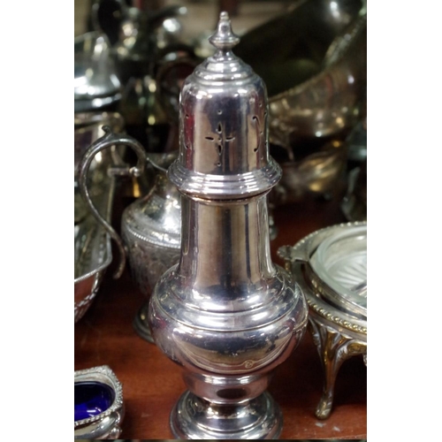 107 - An EPNS sugar caster and other silver plate.