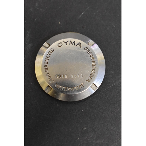 116 - A 1940s Cyma Watersport stainless steel gentlemans manual wristwatch, 32mm case, no 28912, on later ... 