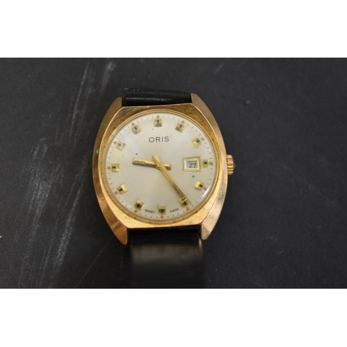 120 - A 1960s Oris gold plated gentlemans manual winding wristwatch, Cal 715, case 39 x 34 mm including lu... 