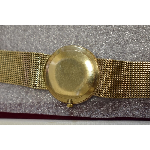 126 - An Omega Deville 9ct gold gentlemans wristwatch, on a 9ct gold mesh bracelet, 43.4g (without movemen... 