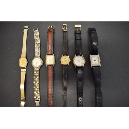 135 - An Omega De Ville quartz ladies wristwatch, cal 1450, on leather strap; together with five other var... 