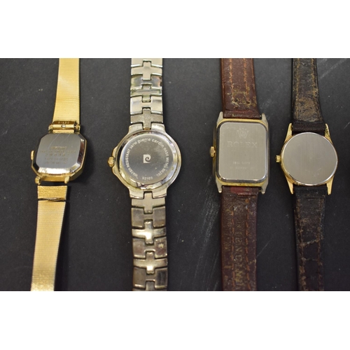 135 - An Omega De Ville quartz ladies wristwatch, cal 1450, on leather strap; together with five other var... 