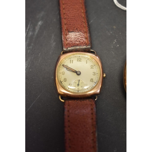 136 - A vintage Swiss 9ct gold gentlemans wristwatch, hallmarked London 1945; together with a ladies gold ... 