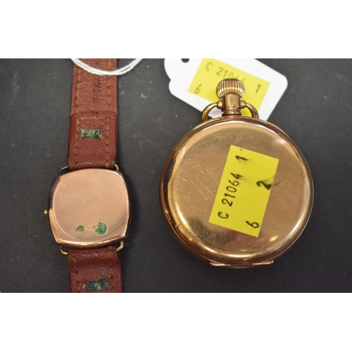 136 - A vintage Swiss 9ct gold gentlemans wristwatch, hallmarked London 1945; together with a ladies gold ... 