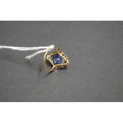 160 - An Edwardian oval sapphire and diamond ring, mounted in unmarked gold.