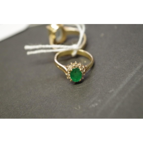 165 - An 18ct gold gem set ring; together with two 14K examples, (3).