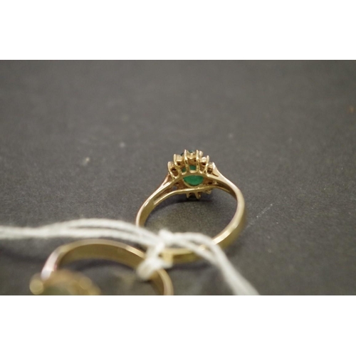 165 - An 18ct gold gem set ring; together with two 14K examples, (3).