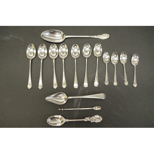 66 - A selection of silver spoons, various dates and makers; to include a Victorian Britannia standard sp... 